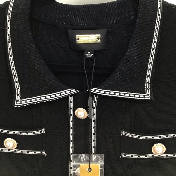 Alexia Admor Bianca Long Sleeve Fit & Flare Knit Dress Black NWT Size Medium - Picture 5 of 11